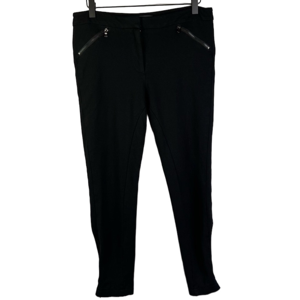 Adrianna Papell  Black Stretch Modal Cropped Pants with Ankle Zips Size 6